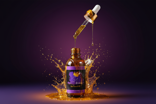 Luxurious hair growth oil with dramatic splashes